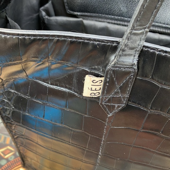 BEIS Large Black Croc Embossed Work Tote - Picture 10 of 15